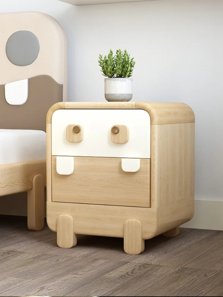 ~Bedside Table Children's Room Storage Cabinet with Drawer Solid Wood Environmental Protection