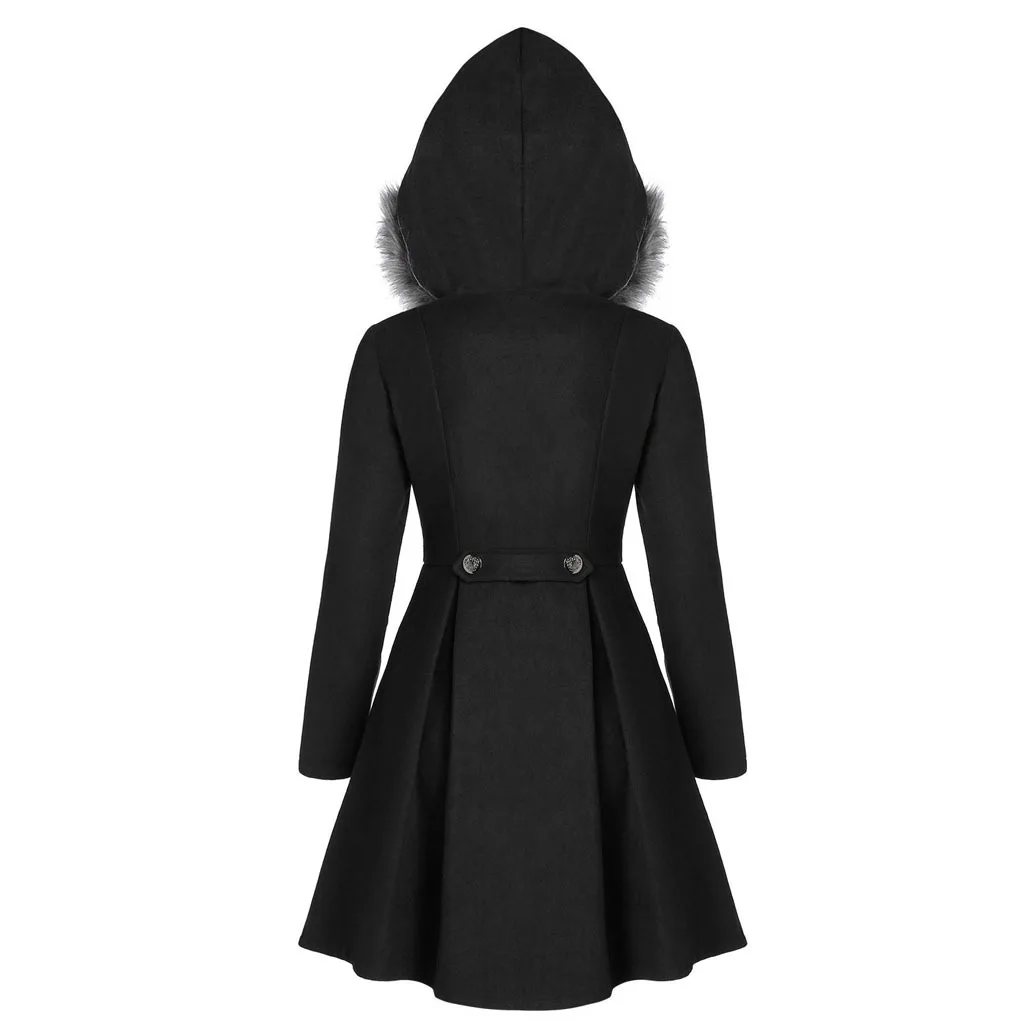 Casual Fashion Princess Skirt Hooded Fur 2023 New Winter Woolen Coat Slim Double-breasted Mid-length Coat