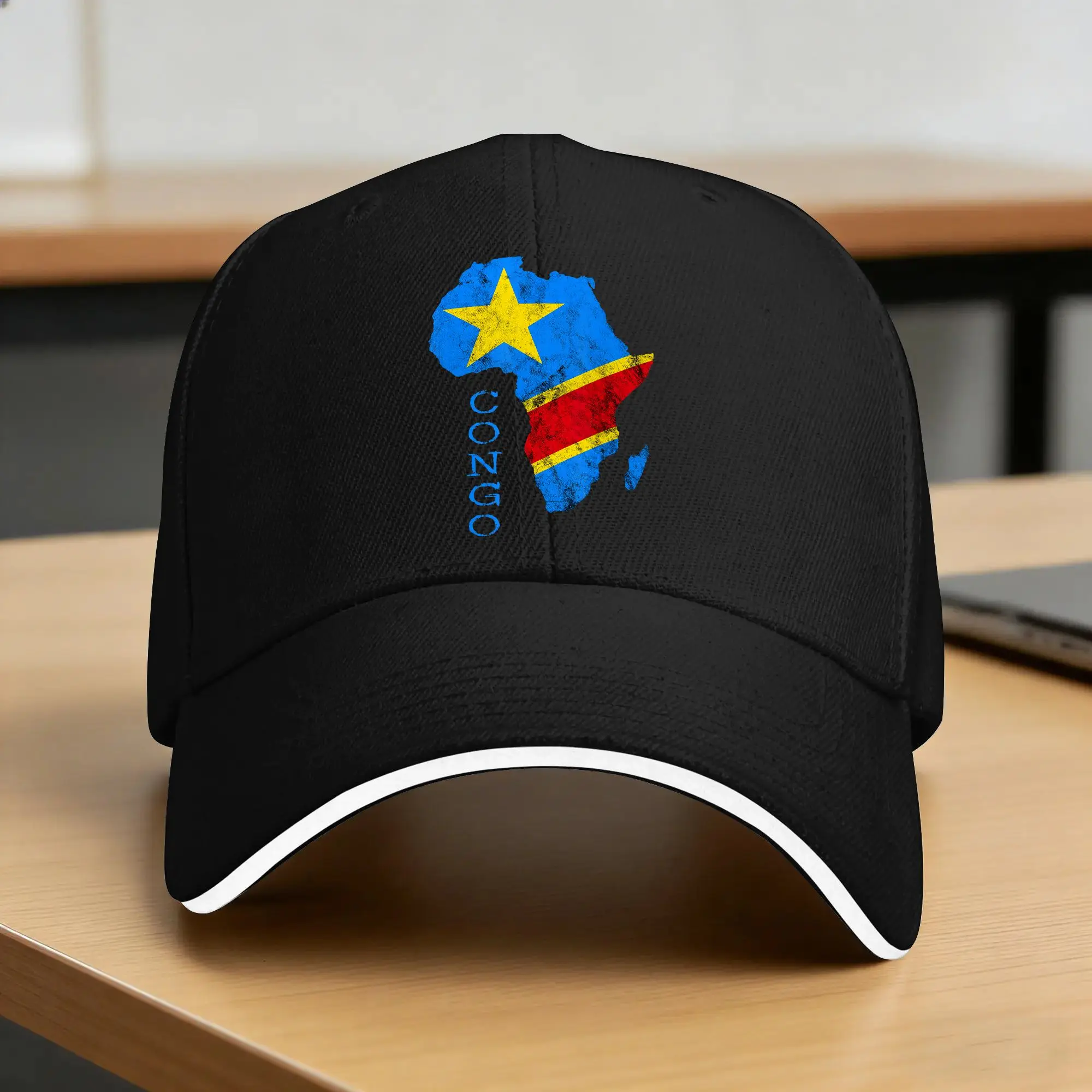 Congo Africa Map Outline Congolese Flag Baseball Cap  Summer Casual Hip Hop Hats For Men Outdoor Sport Sun Snapback Cap