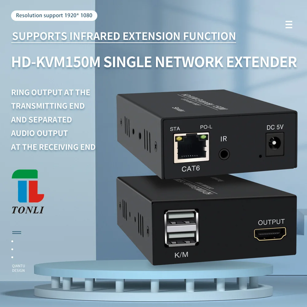 HDmi-kvm 150 m Extender mit IR-Erweiterungs- und Ausgangsfunktion, Trennung von Videosplittern und Konvertern
