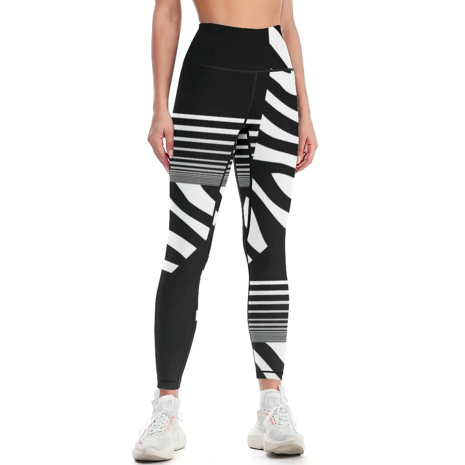 

Zebra Print and Pin Stripes Animal Print Black and White Leggings legging pants raises butt Legging sexy woman Womens Leggings