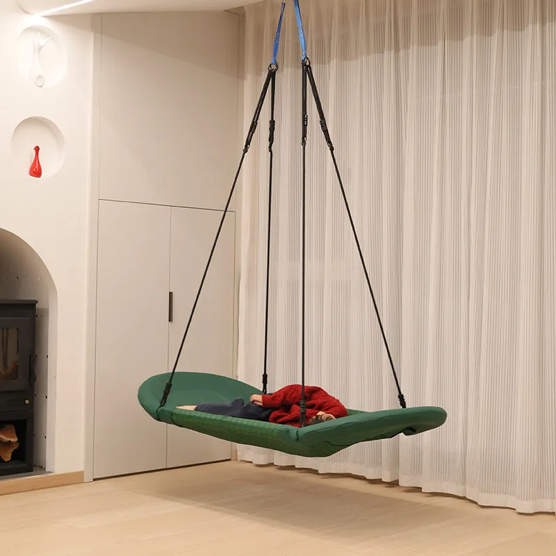Kids Sensory Swing Bed, Boat Shaped Hanging Pod Chair, Vestibular Training Equipment, Indoor Hammock Swing for Home Therapy