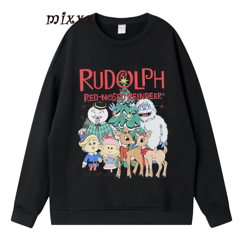 Rudolph The Red Nosed Reindeer Women Pullover Sweatshirt Long Sleeve Casual Sports Kids Oversized Hoodie Cute Christmas Hoodies