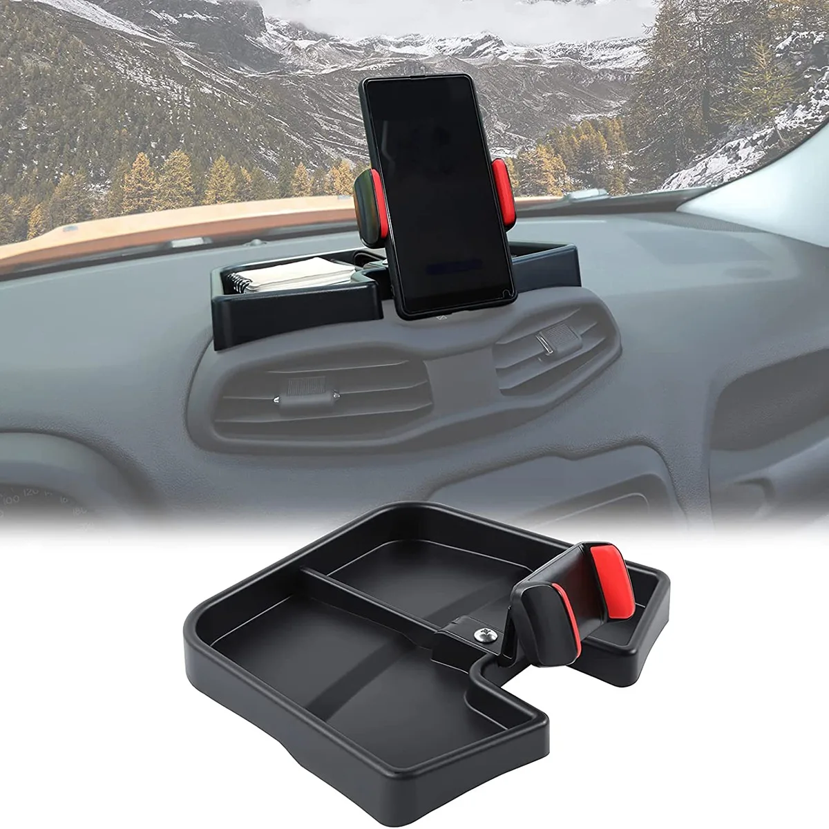 Cellphone Multi-Mount Phone Bracket Holder Kit with Storage Box for Jeep Renegade