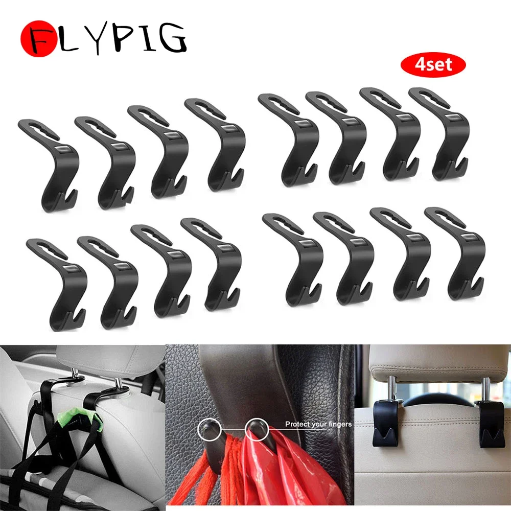 FLYPIG 16Pcs Universal Car Headrest Hanger Car Hook 4 Car SUV Back Seat Headrest Hanger Storage Hooks