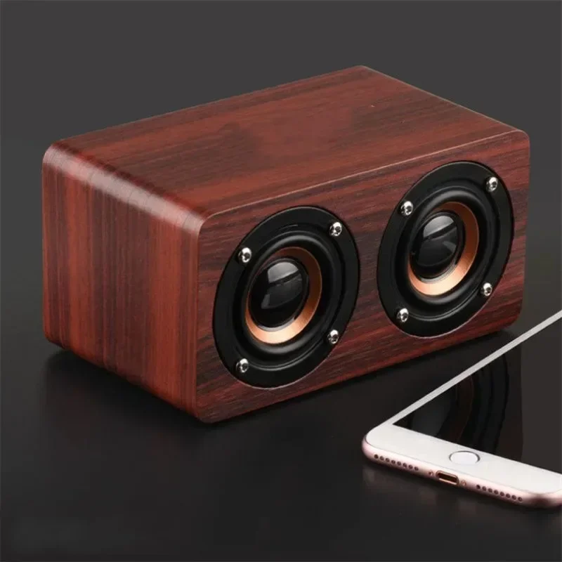 High-quality portable mobile phone speaker, retro wooden Bluetooth speaker, dual-speaker deep bass.