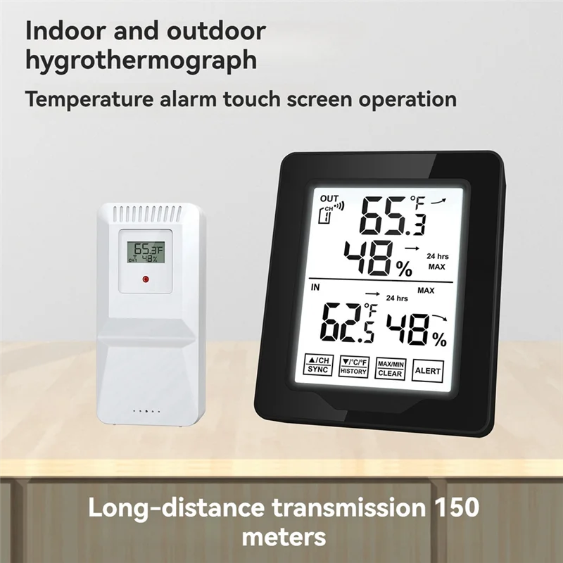HFES Indoor And Outdoor Digital Electronic Temperature And Humidity Meter With 1 Sensor Backlight Wireless Long-Distance