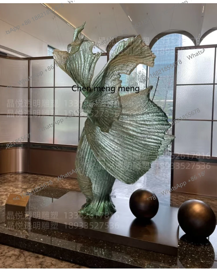 Hotel lobby floor ornaments custom factory club tea room high-end public area transparent resin sculpture