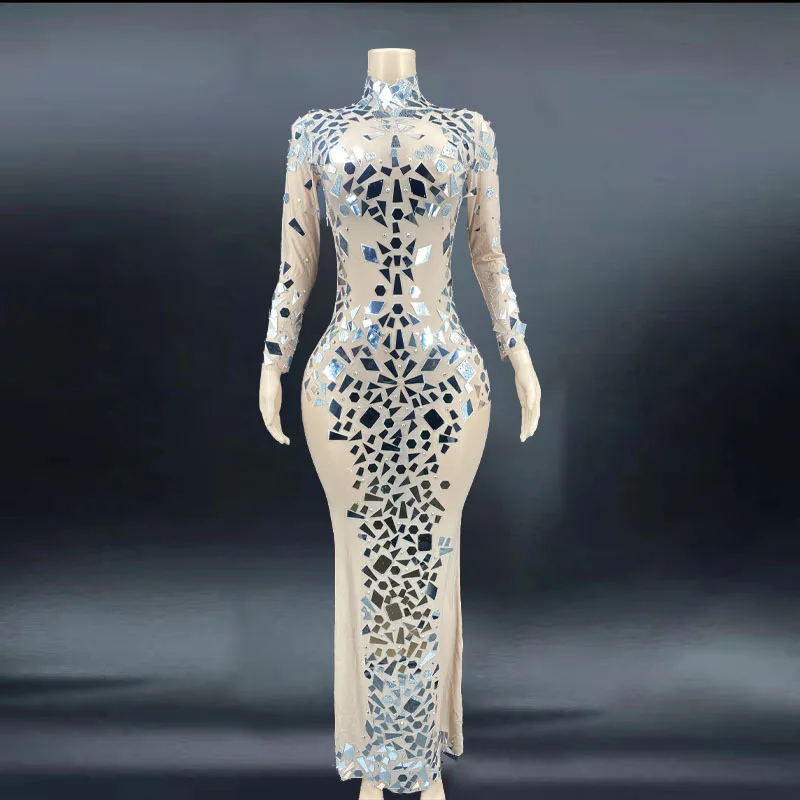 

Birthday Geometric Sequin Dress Ladies Elegant Long Sleeve Ball Gorgeous Party Evening Dress Stunning Long Sleeve Abiti Da Festa