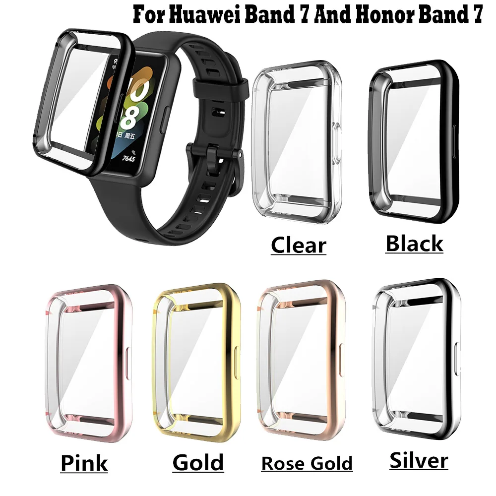 Full Protective Case For Huawei band 7 SmartWatch Cases Cover Shell TPU For Huawei Honor Band 7 Screen Protector Accessories