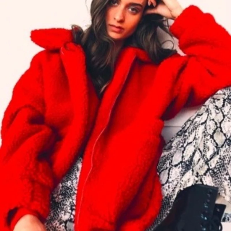 秋冬フェイクファーコート女性 2025 カーキカジュアル暖かいソフトジッパー毛皮ジャケット豪華なオーバーコートポケットテディコート女性ジャケット