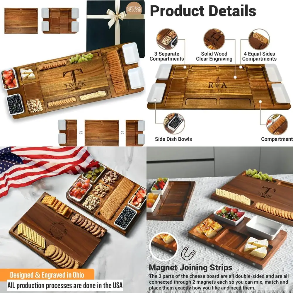 

Доска для мясных изделий из дерева акации, 31-дюймовая настраиваемая сервировочная доска для сыра и мяса, идеальный подарок на свадьбу и обслуживание