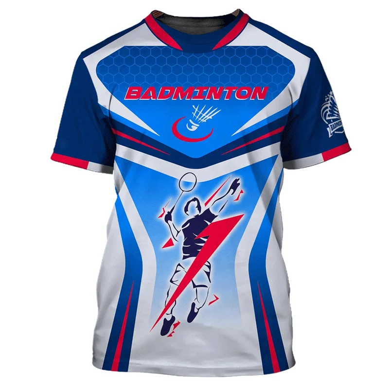 Summer Vintage 3D Sports Badminton Printing T Shirt Fitness Lovers Graphic Short Sleeves Gym Fashion Streetwear T-shirts Clothes image 2