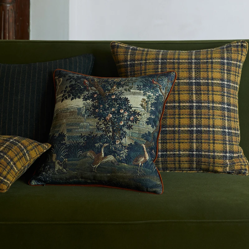 British Retro Pillows Green Orchard Cushion Case Luxury  Decorative Pillow Cover For Sofa Chair Art Living Room Home Decorate