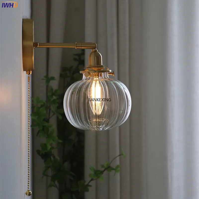 

Pull Chain Modern New Wall Lamp Sconce Beside Bedroom Bathroom Mirror Stair Light Glass Ball Wandlamp Luminaira Lighting