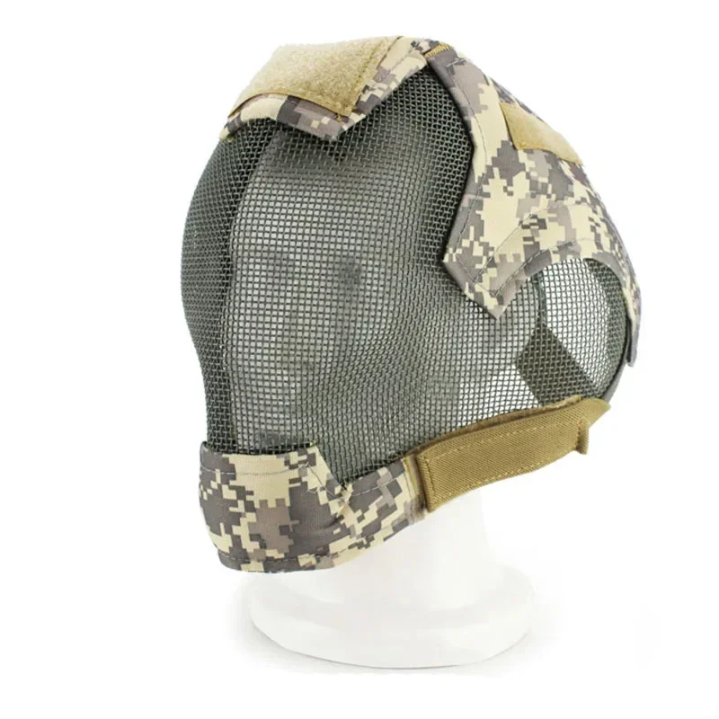 Mascarilla táctica de seguridad para Airsoft, máscara facial completa con malla metálica para juego de guerra, red de acero, protección para Paintball al aire libre, V6