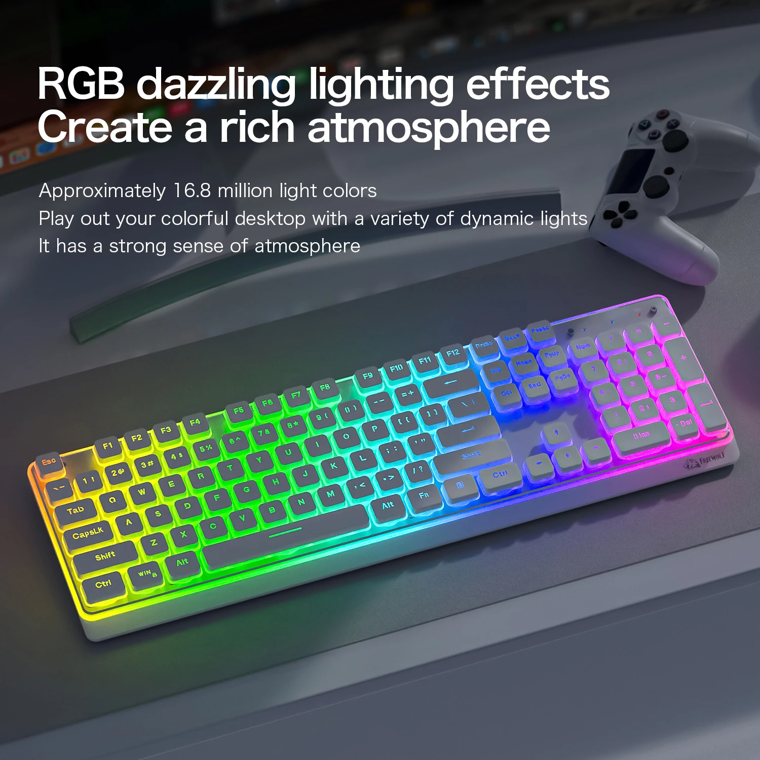 Freewolf M104 トリモード ワイヤレス キーボー - Home Office Uk Number のレビューと価格