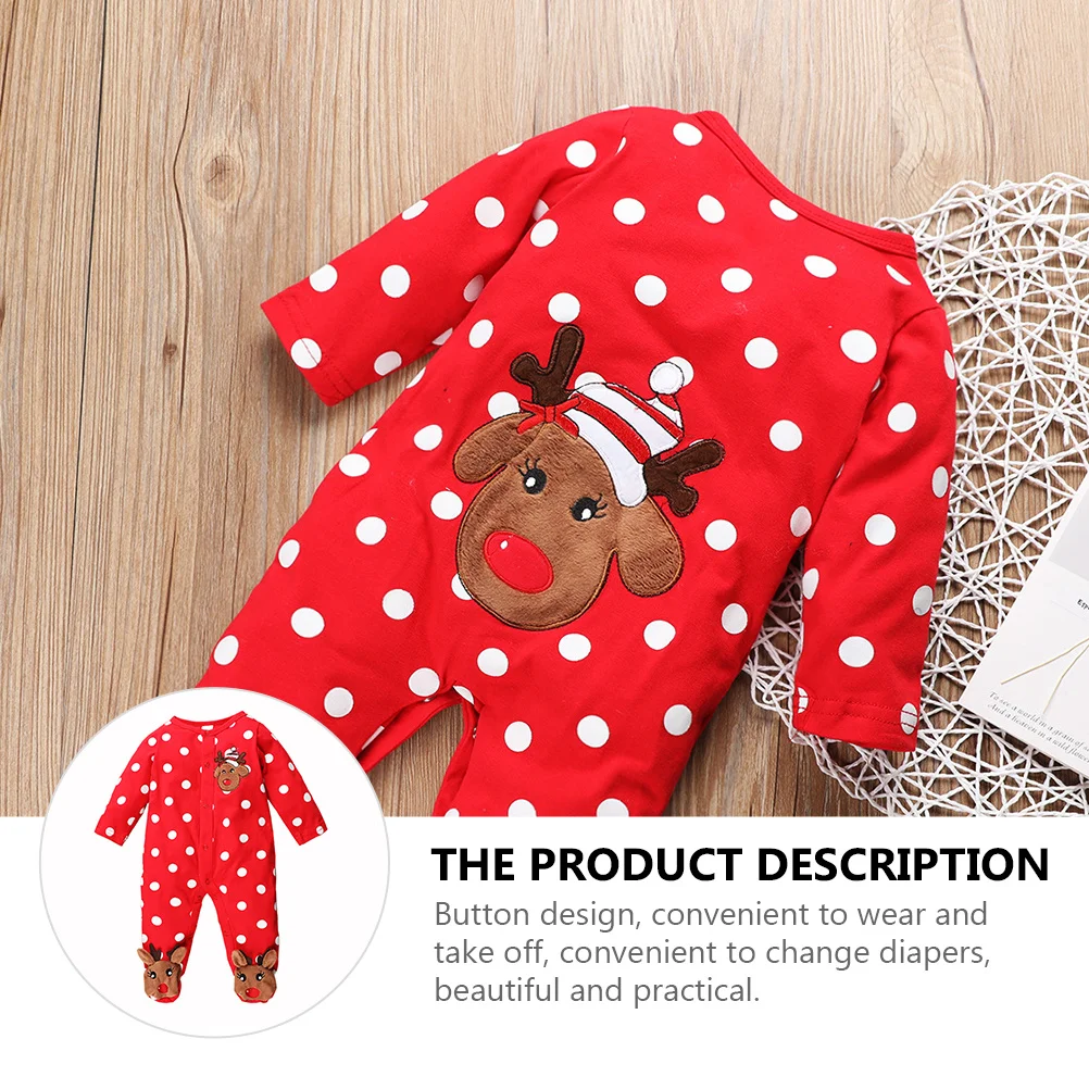 

Christmas Baby Romper Long Sleeve Lovely Bright Jumpsuit Toddler Xmas Breathable Sweat Absorbing Baby