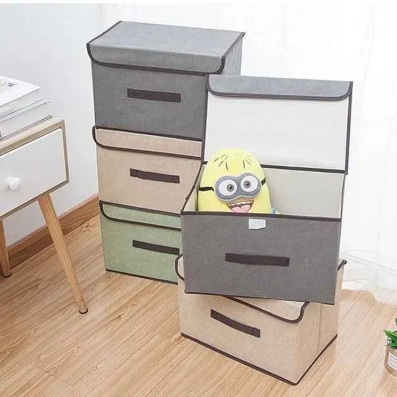 Fold Non-woven Fabric Storage Box Gray Home Supplies Clothing Underwear Sock And Kid Toy Storage Organizer Cosmetics