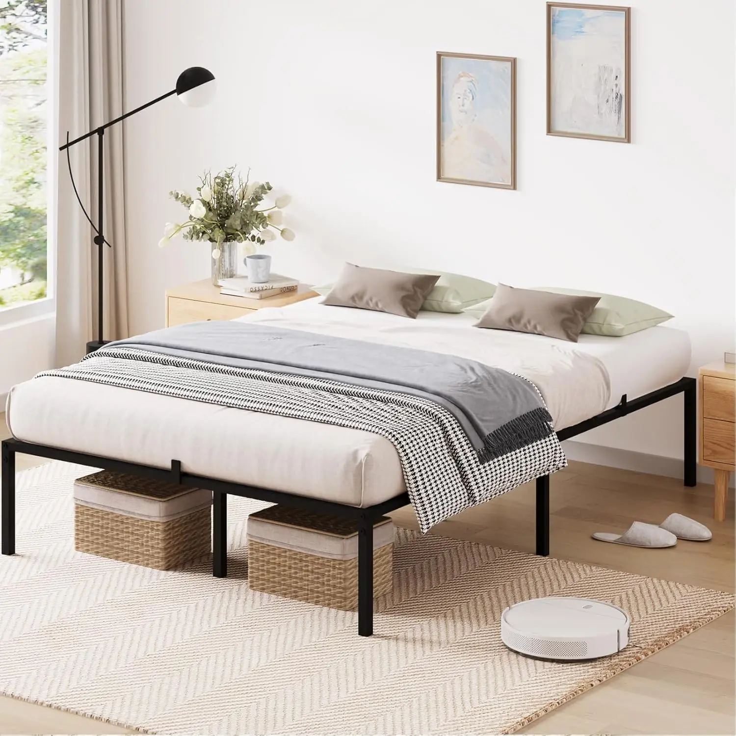 

14 Inch Twin/Full/Queen Size Metal Platform Bed Frame Heavy Duty 1000 lbs Capacity Noise-Free Bed Frame With Under Bed Storage