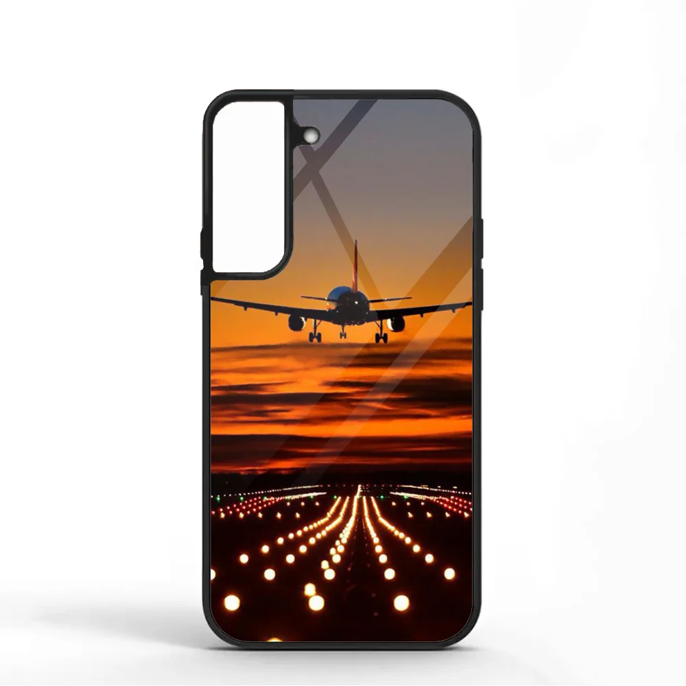 Travel Aircraft Airport Take Off Phone Case For Samsung S10 S20 S21 S22 S24 S30 Plus ULTRA Mirror Acrylic Cover