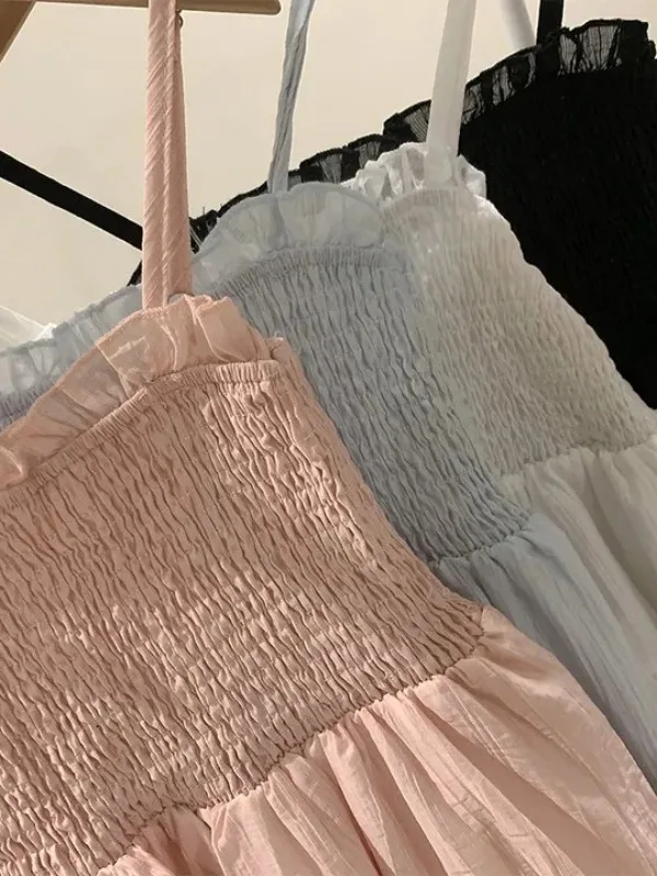 

Korean Sle Gentle Sweet Young Looking Chiffon Strap Women's Summer New Ele Slimming Versatile Svel Top