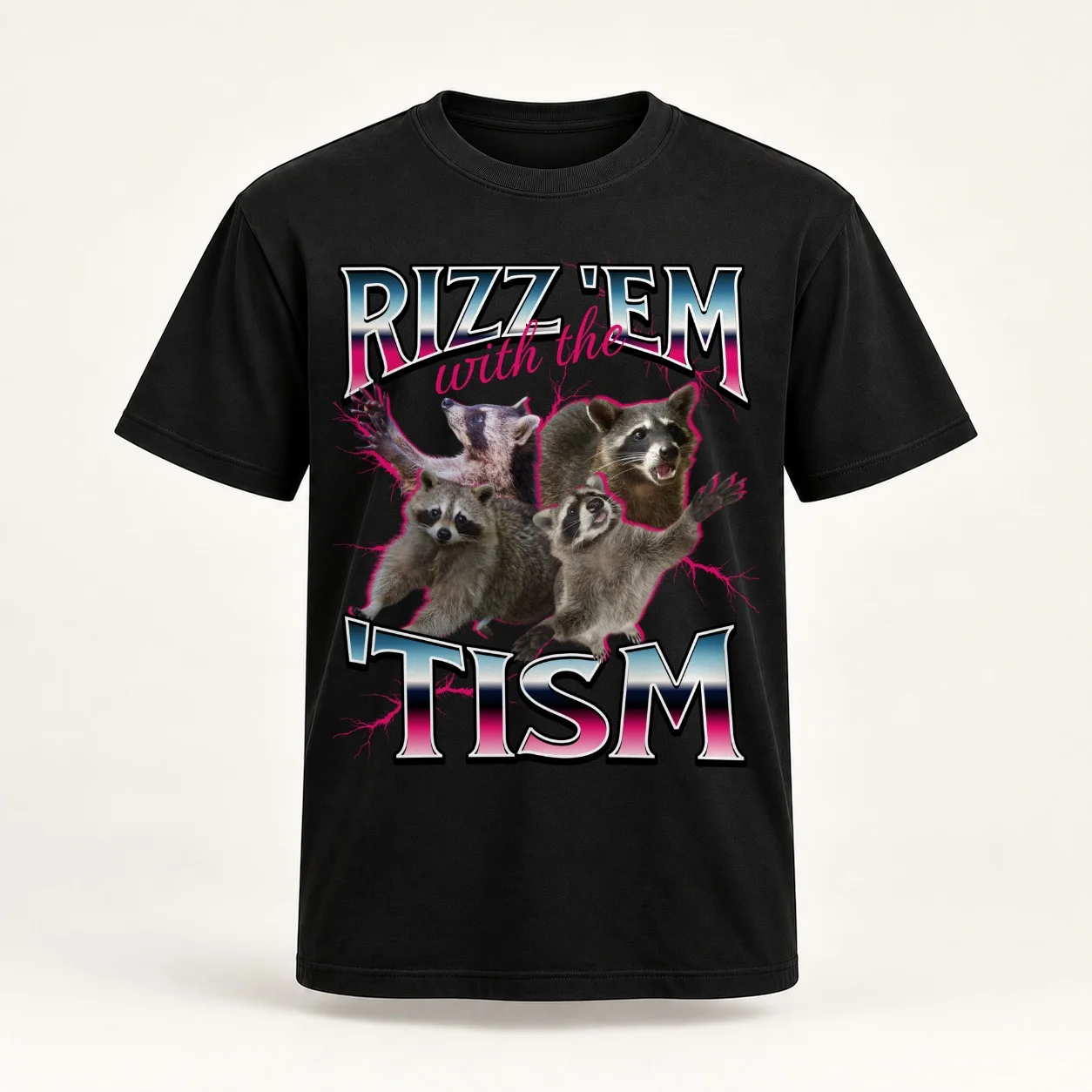 Rizz Em With the Tism Meme - Funny Autism Racoon in vintage 90s bootleg style Women T-Shirt funnys plus sizes Woman clothes