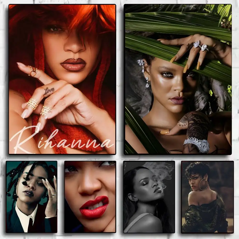 حار المغني R-RIHANNAS ملصق HD الفن جدار مقاوم للماء غرفة المعيشة المنزلي غرفة نوم بار الديكور الجمالي #1