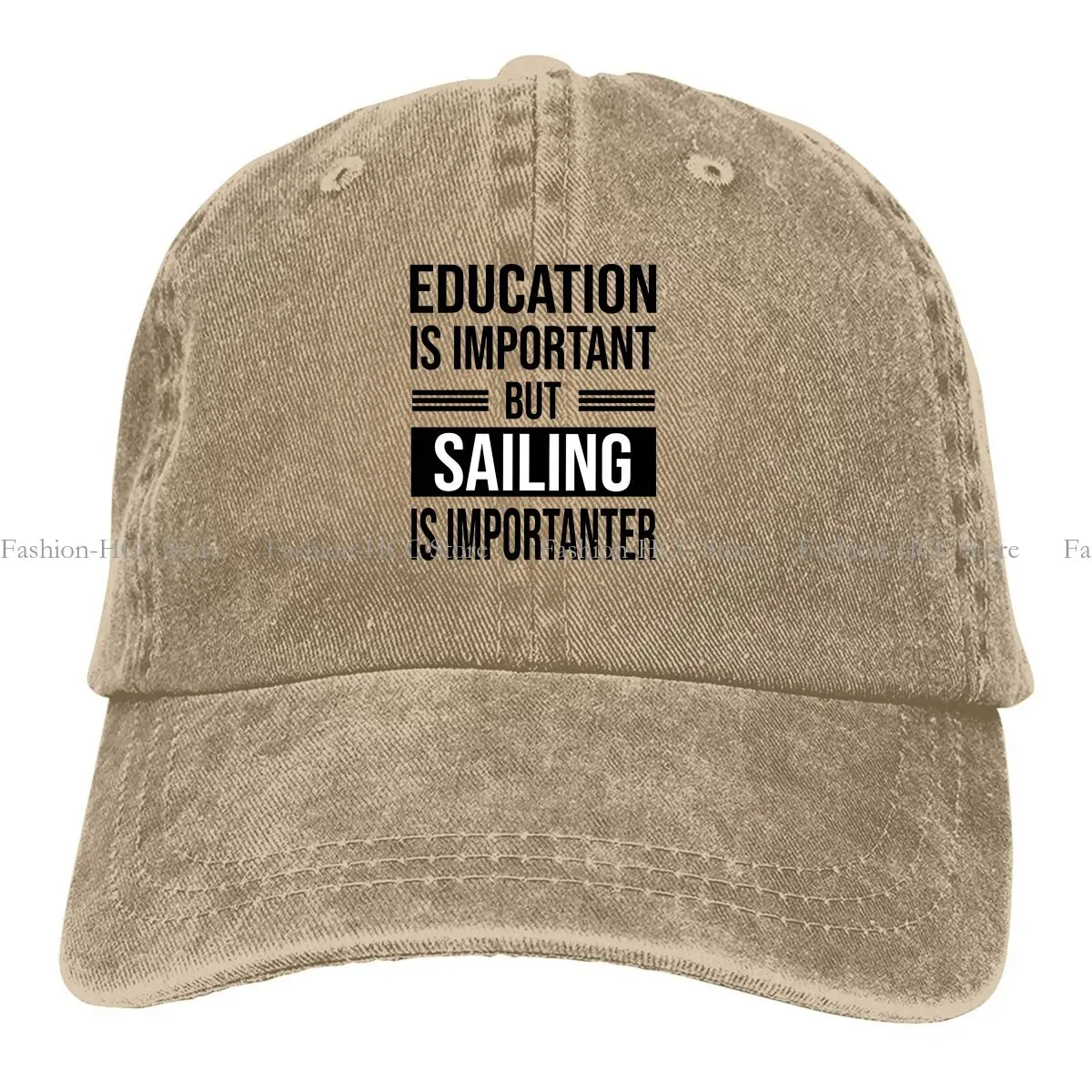 

Washed Men's Baseball Cap Education Is Important But SAILING Is Importanter Trucker Snapback Caps Dad Hat Sailing Golf Hats