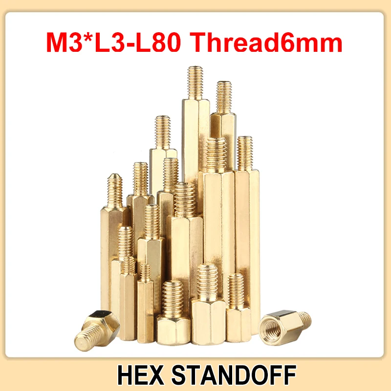 10-100pcs M3 Hex Brass Male Female Standoffs Board Rack Stud Hexagon Threaded Pillar PCB Column Motherboard Spacer Bolt Screws