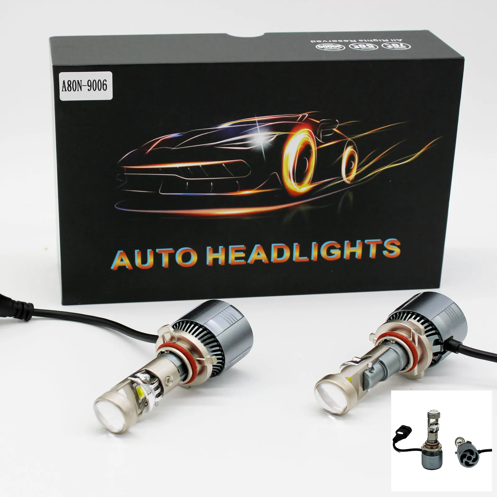 2 шт., супер яркие лампы для фар ближнего и дальнего света, 9006 лм, 9005 к