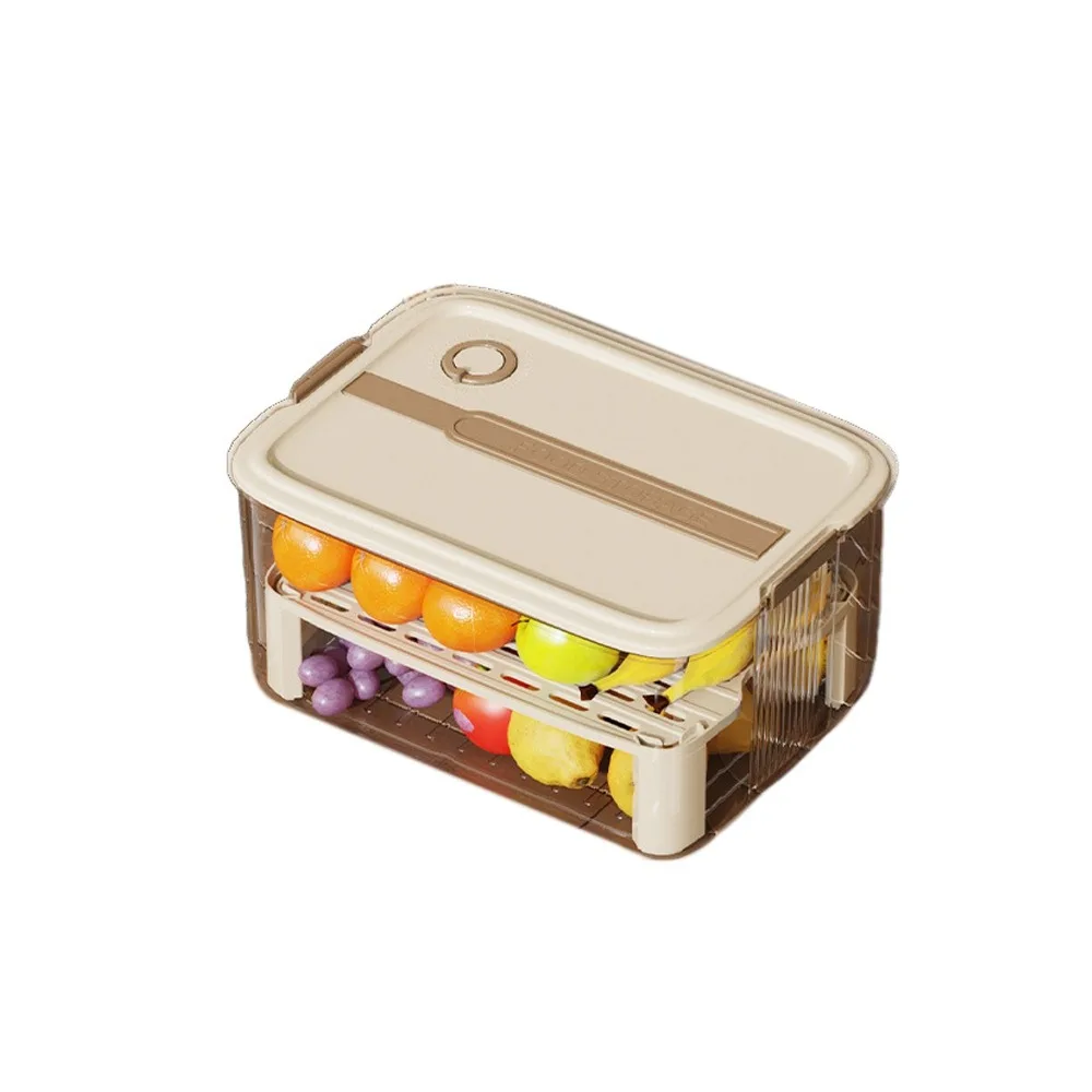 

Plastic Vegetable Fruit Storage Box Handheld Sealed Food Storage Container Fresh-keeping Dustproof Refrigerator Storage Box