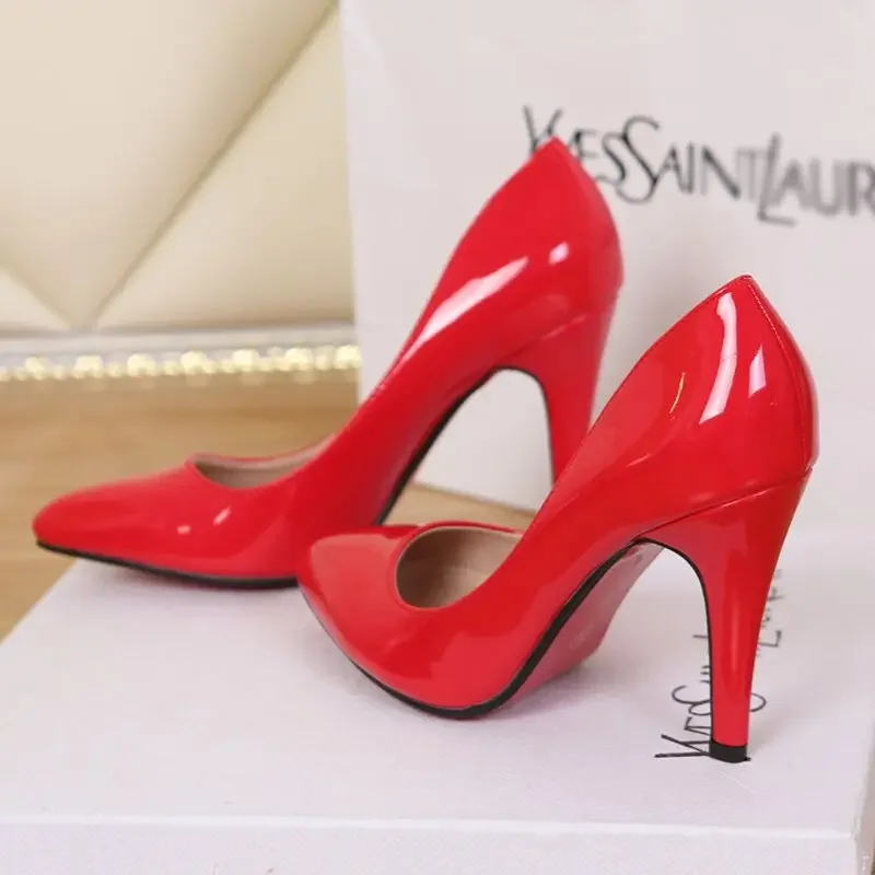 Sexy Patent Leather High Heels 10 Cm Thin Heels White Dress Party Pumps 2024 Autumn New Fashion Single Shoe Elegant Womens Shoes