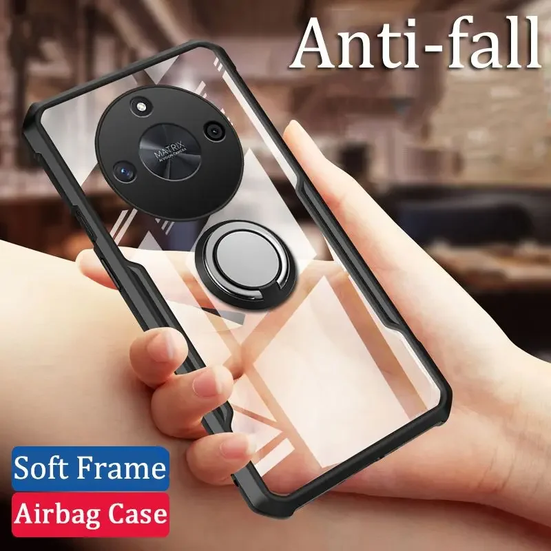 Casing Ponsel Akrilik Transparan Tahan Benturan untuk Honor X9C Smart 400 Lite Cincin Penyangga Magnet Fundas untuk Honor Magic 7 Pro