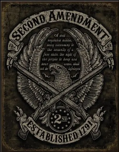 2nd Amendment Firearms America Eagle Gun Ammo Garage Wall Décor Metal Tin Sign