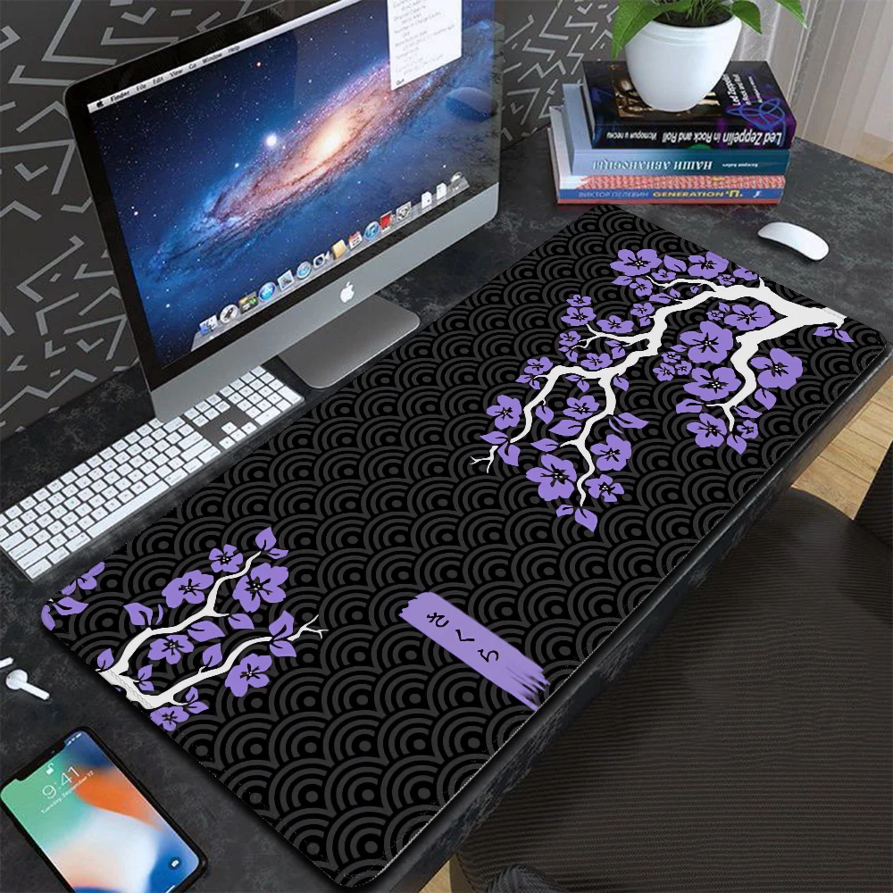 Purple Sakura Cherry Mause Pad for Computer Mouse Desk Mat Gamer Keyboard Gaming Accessories Mousepad Office Mats Xxl Large Rug