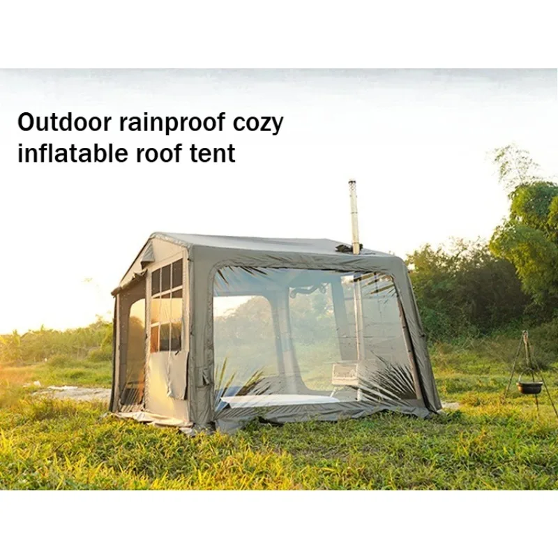 

Портативная семейная палатка, уличная водонепроницаемая ткань Оксфорд, надувная палатка, ветрозащитная и теплая, для туристических мероприятий