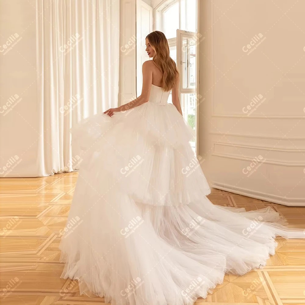 Moderne Brautkleider, glamouröse Brautkleider, Satin, sexy, trägerlos, rückenfrei, Roben für formelle Partys, individuelle Vestidos de Novia