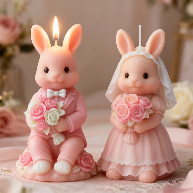 

Sanxin Cute Pet Scented Candle Silicone MoldDIYHandmade Wedding Rabbit Aromatherapy Plaster Diffuser Stone Mold