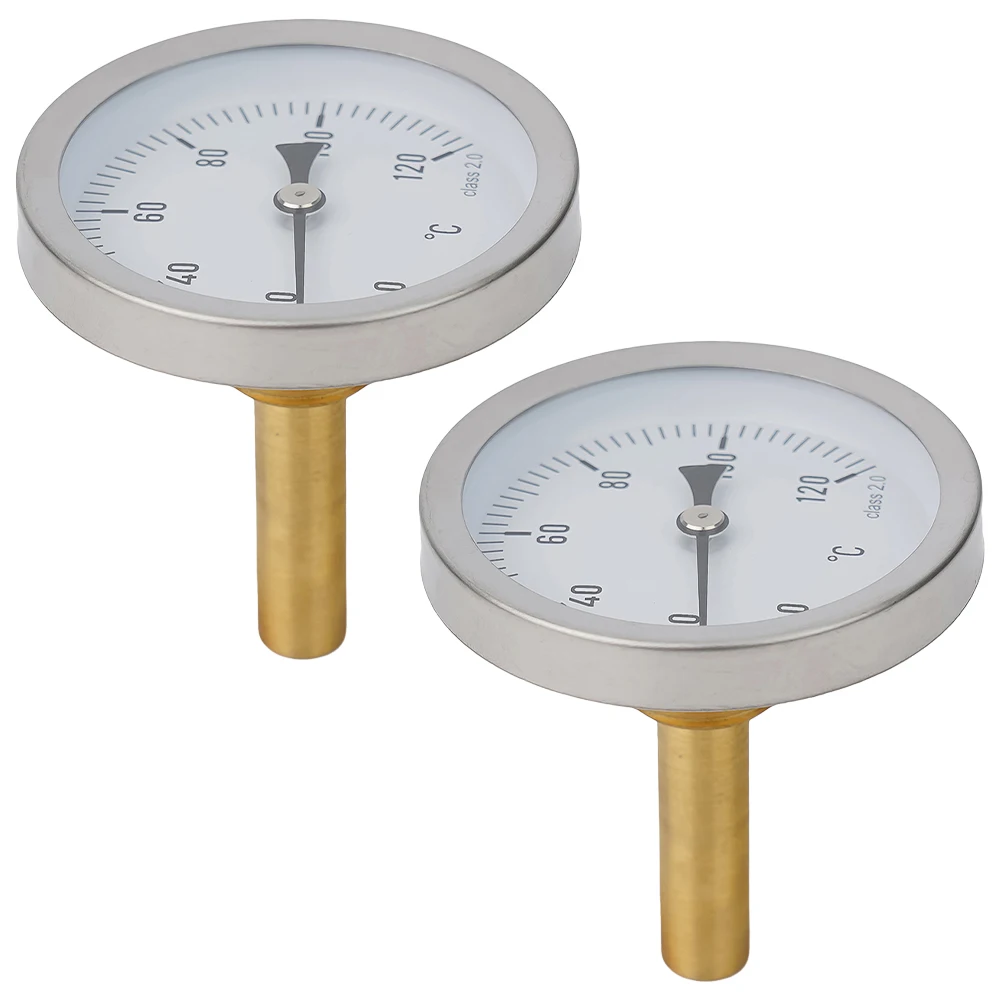 2pc Thermometer Meter With Copper Sheath 1/2\\\" Screw-In Buffer Boiler Heating 0-120℃ For Kitchen Home Baking Grill Thermometer