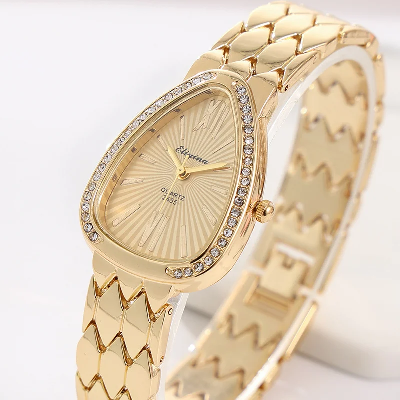 

Casual Bracelet Snake-Shaped Oval Quartz Women's Fashion Versatile Exquisite Diamond-Encrusted Watch Women's Watch