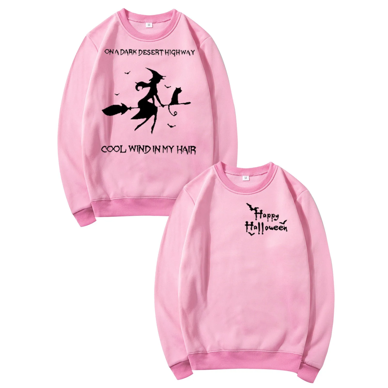 

Halloween Sweatshirts For Women Witch And Cat Sweatshirt On A Dark Desert Highway Cool Wind In My Hair Long Sleeve Tops Pullover