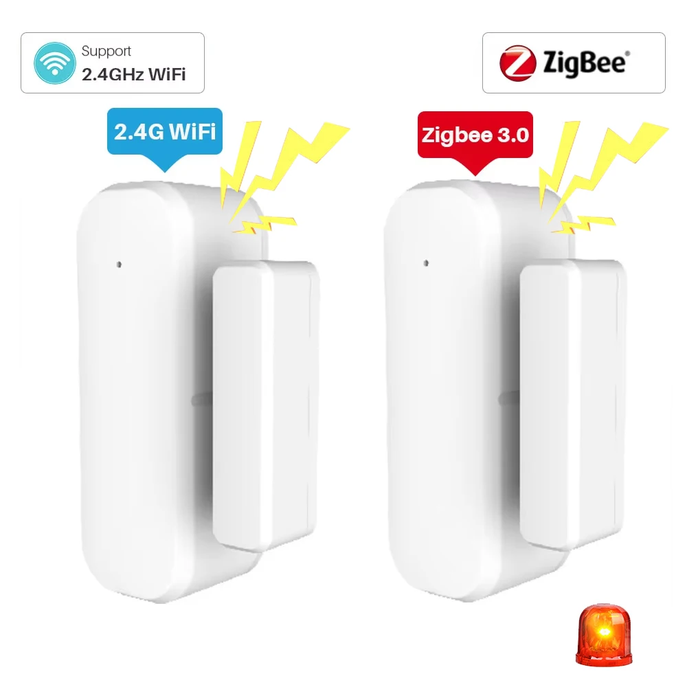 

Tuya Zigbee Smart Door Sensor WiFi Door Window Open Closed Detector Smart Home Security Alarm System Anti-theft Alarms for Home