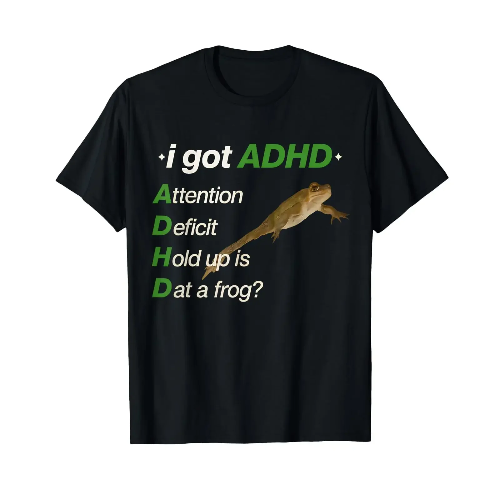 I Got ADHD Attention Deficit Hold Up is Dat a Frog Meme T Shirt vintage Washed Top For Everyday Wear graphic fashion Slightly