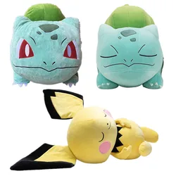 Pokemon Plushies Cute Sleep Bulbasaur Pikachu Pichu Anime Animals Fnaf Plush Toy Big Size Christmas Gifts For Kids Girl Boys