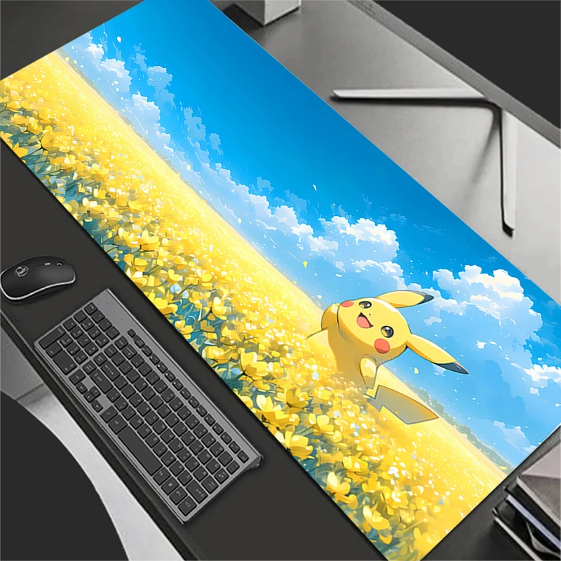 كبيرة ماوس الوسادة السجاد كمبيوتر محمول ألعاب لوحة المفاتيح حصيرة XXL P-Pokemons P-Pikachus ماوس حافة الأبيض شرابة المطاط الجدول حصيرة #3