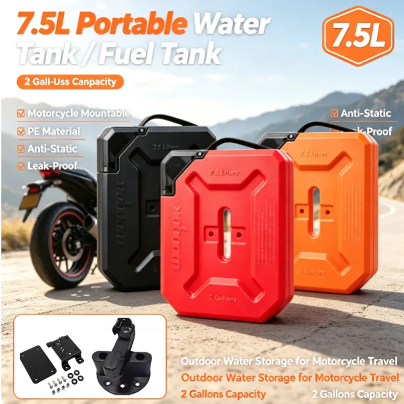 2 Gallon 7.5L Spare Fuel Tank Oil Petrol Diesel Tank Oil Drum Outdoor Portable Water Storage Can Car Motorcycle Truck Jerrycan
