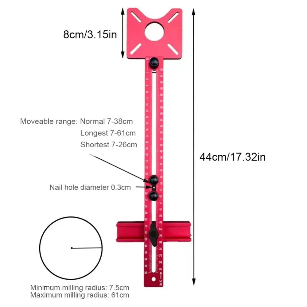 سبائك الألومنيوم الحفر لكمة محدد انفصال متري/بوصة 4 في 1 راوتر دائرة قطع الرقصة الحفر الموضع أداة قابل للتعديل #6