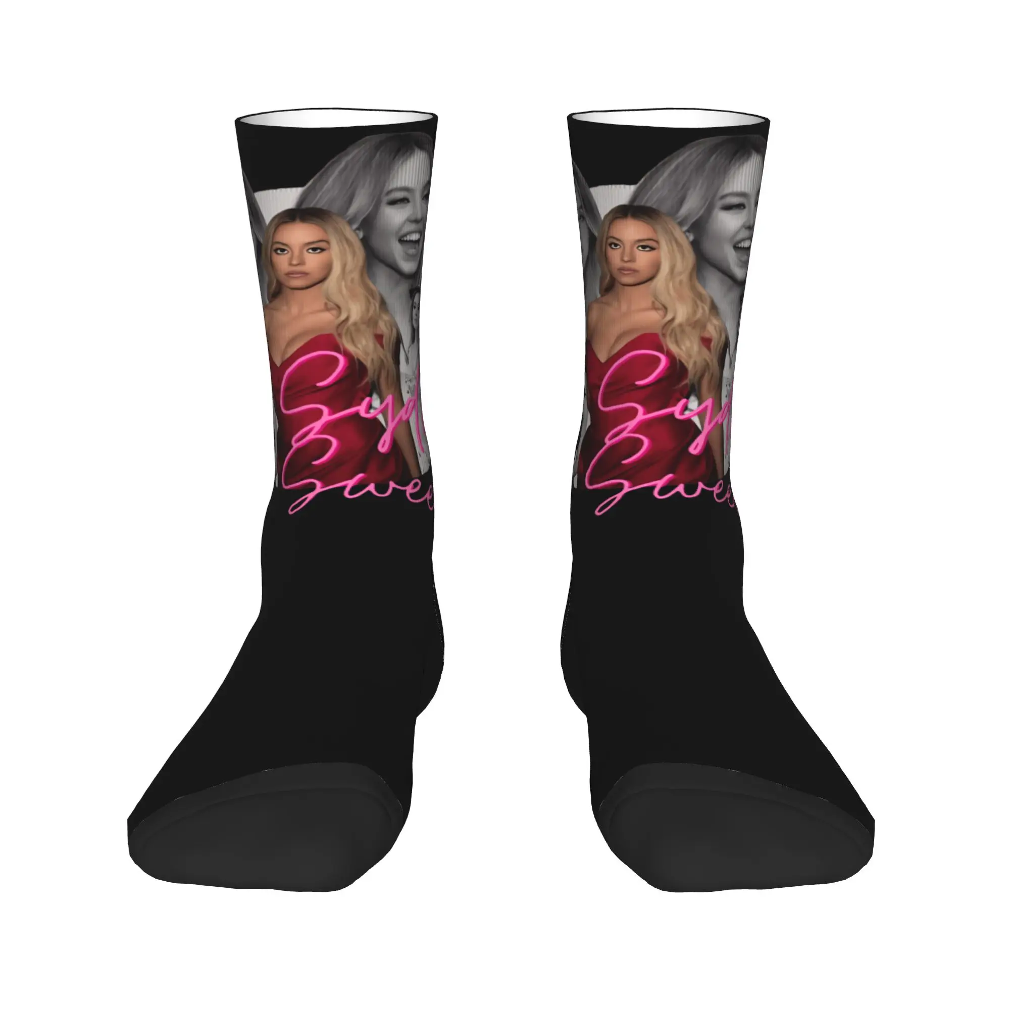 للجنسين الرجال الجوارب سيدني سويني الممثلة الأمريكية جوارب الخريف الحديثة متوسطة جوارب ناعمة مخصص تسلق الجوارب غير زلق #2