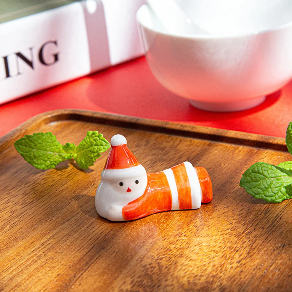 

2Pcs Santa Claus Chopsticks Holder High Quality Ceramic Chopsticks Racks Spoon Holders Red Christmas Tableware Gift